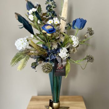 Blauw wit tulp boeket - kunst bloemen - nep bloemen -