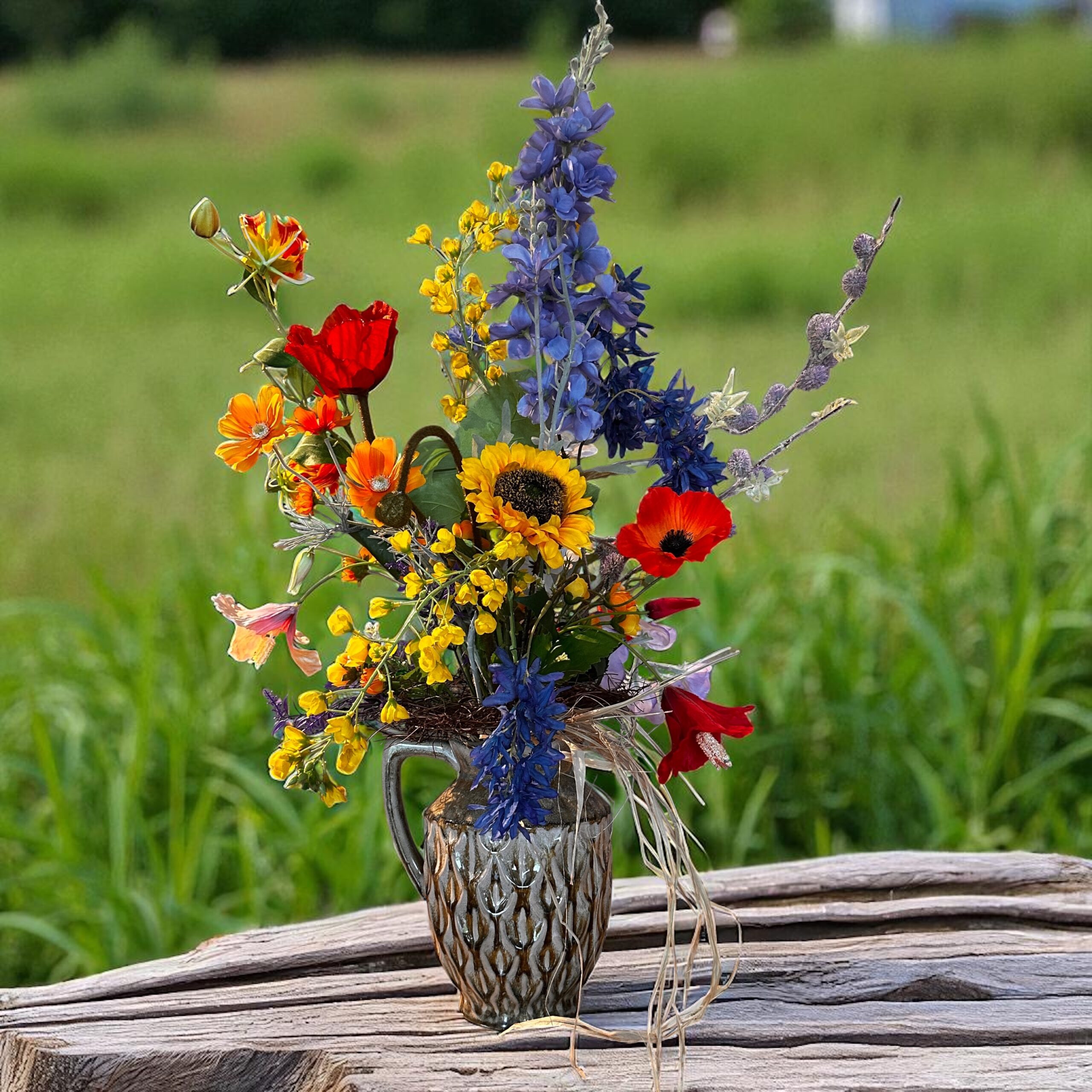 Kunstbloemen - Zijden Bloemen Boeket - 75cm - Plukboeket - Veldbloemen