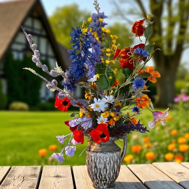 Kunstbloemen - Zijden Bloemen Boeket - 75cm - Plukboeket - Veldbloemen