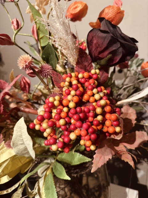 Zijden bloemen - Kunstbloemen - herfst boeket - oranje - incl.vaas - 65cm