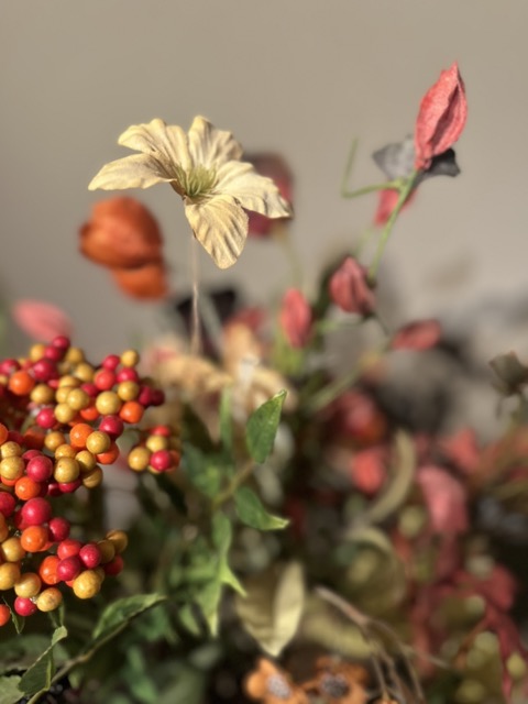 Zijden bloemen - Kunstbloemen - herfst boeket - oranje - incl.vaas - 65cm