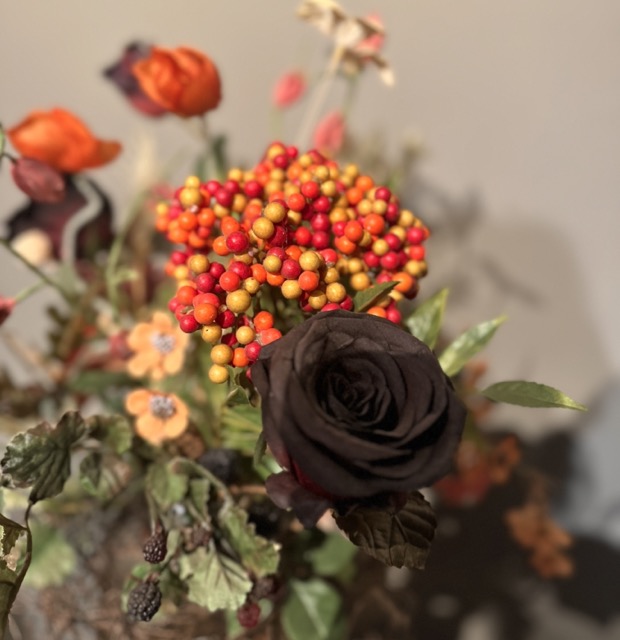 Zijden bloemen - Kunstbloemen - herfst boeket - oranje - incl.vaas - 65cm