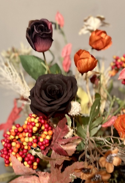 Zijden bloemen - Kunstbloemen - herfst boeket - oranje - incl.vaas - 65cm