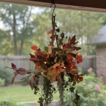 Kunstplanten - Hanging basket - Winter Glow – met Lichtjes