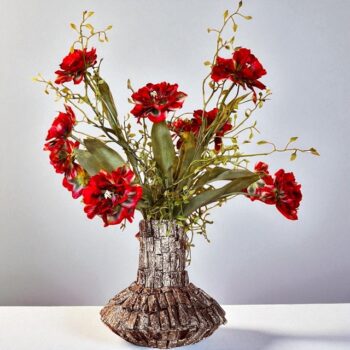 Eric Kuster stijl vaas met Franse Parrot kunsttulpen – Luxe kunstbloemen