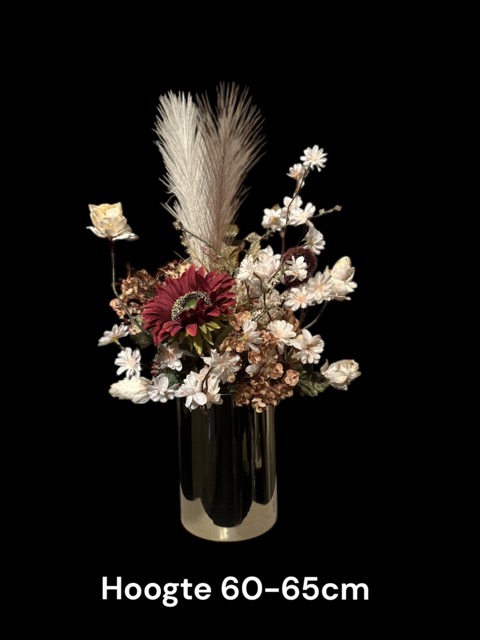 Hotel Chique - Gouden pot met zijden kunst bloemen boeket