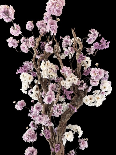 Exclusieve lila paarse kunstbloesemboom 150 cm – Uniek design op echt hout