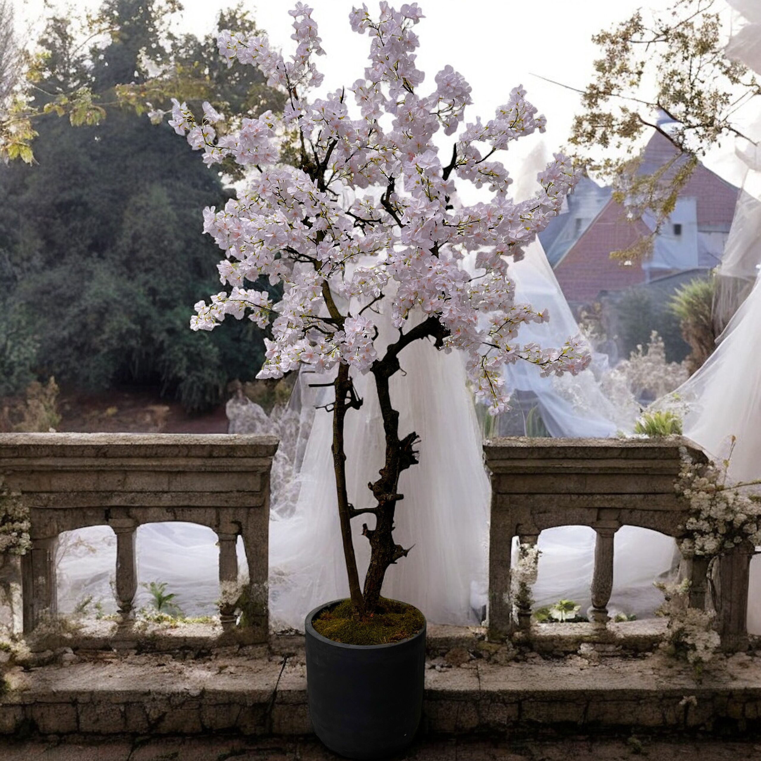 Hoge Kunstbloesemboom 240 cm – Handgemaakt & Kant-en-Klaar - Gratis geleverd