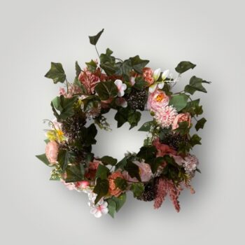 Bloemen krans - kunstbloemen - roze - 45cm