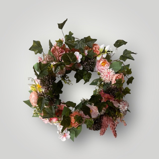 Bloemen krans - kunstbloemen - roze - 45cm