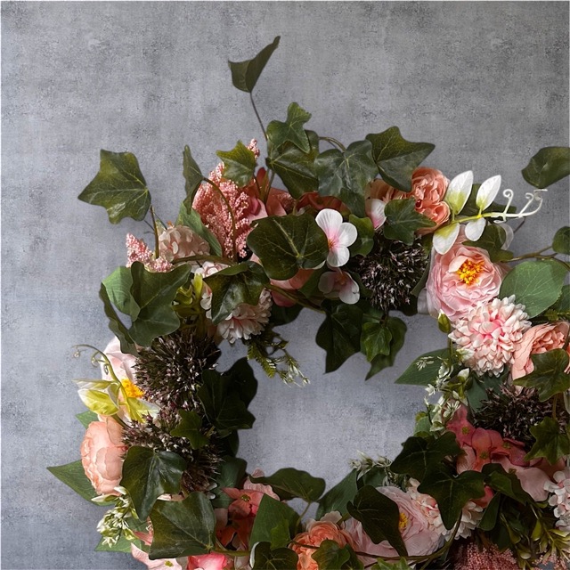 Bloemen krans - kunstbloemen - roze - 45cm