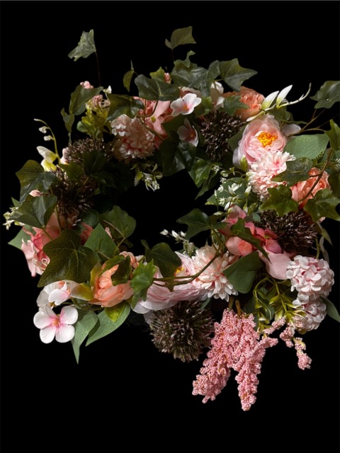 Bloemen krans - kunstbloemen - roze - 45cm