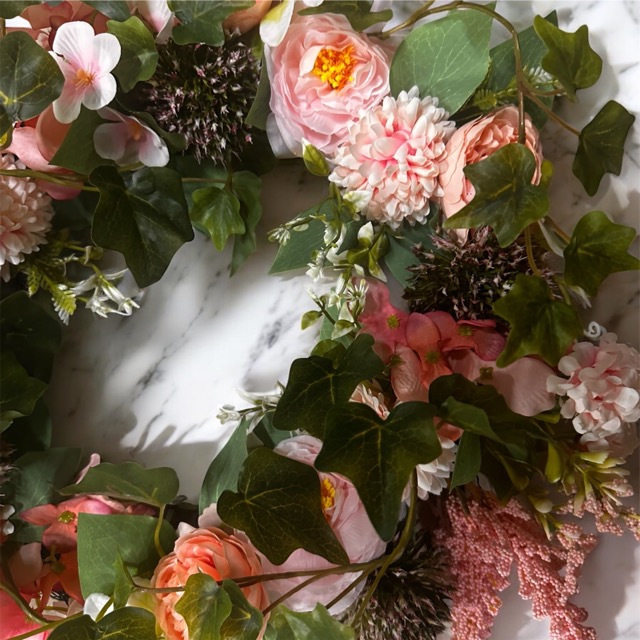 Bloemen krans - kunstbloemen - roze - 45cm