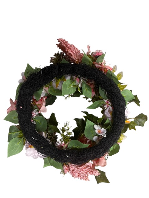 Bloemen krans - kunstbloemen - roze - 45cm