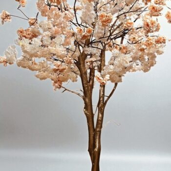 Kunstbloesemboom 200 cm – Abricot Peach Zalm – Handgemaakt op Gouden Houten Stam - Hotel Chique