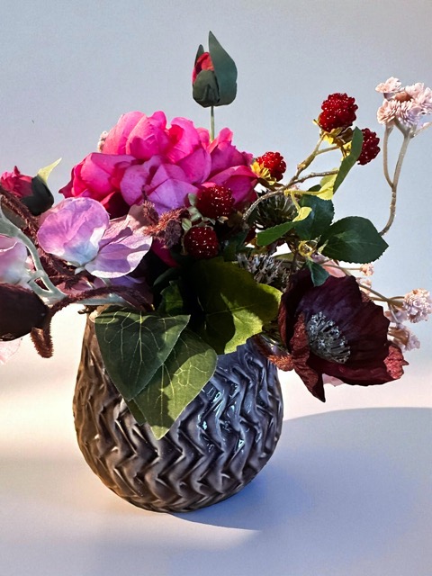 Kunstzijden bloemstuk - Najaarskunstbloemstuk — Diep Rood, Bordeaux