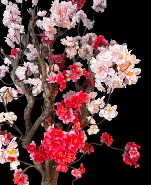 Kunstbloesemboom – Kunstboom - Zachtroze & Fuchsia - 120cm - op echt hout