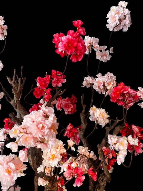 Kunstbloesemboom – Kunstboom - Zachtroze & Fuchsia - 120cm - op echt hout