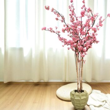 Kunstbloesemboom - kunstboom op echt hout - 185cm - roze -